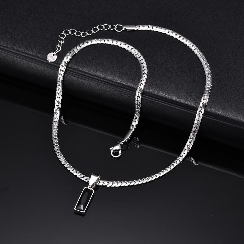 Colar Com Pingente De Zircônia Preta De Aço Inoxidável Vnox Para Homens , Corrente NK Estilo Deslumbrante E Frio , Prese em Oferta na Shopee