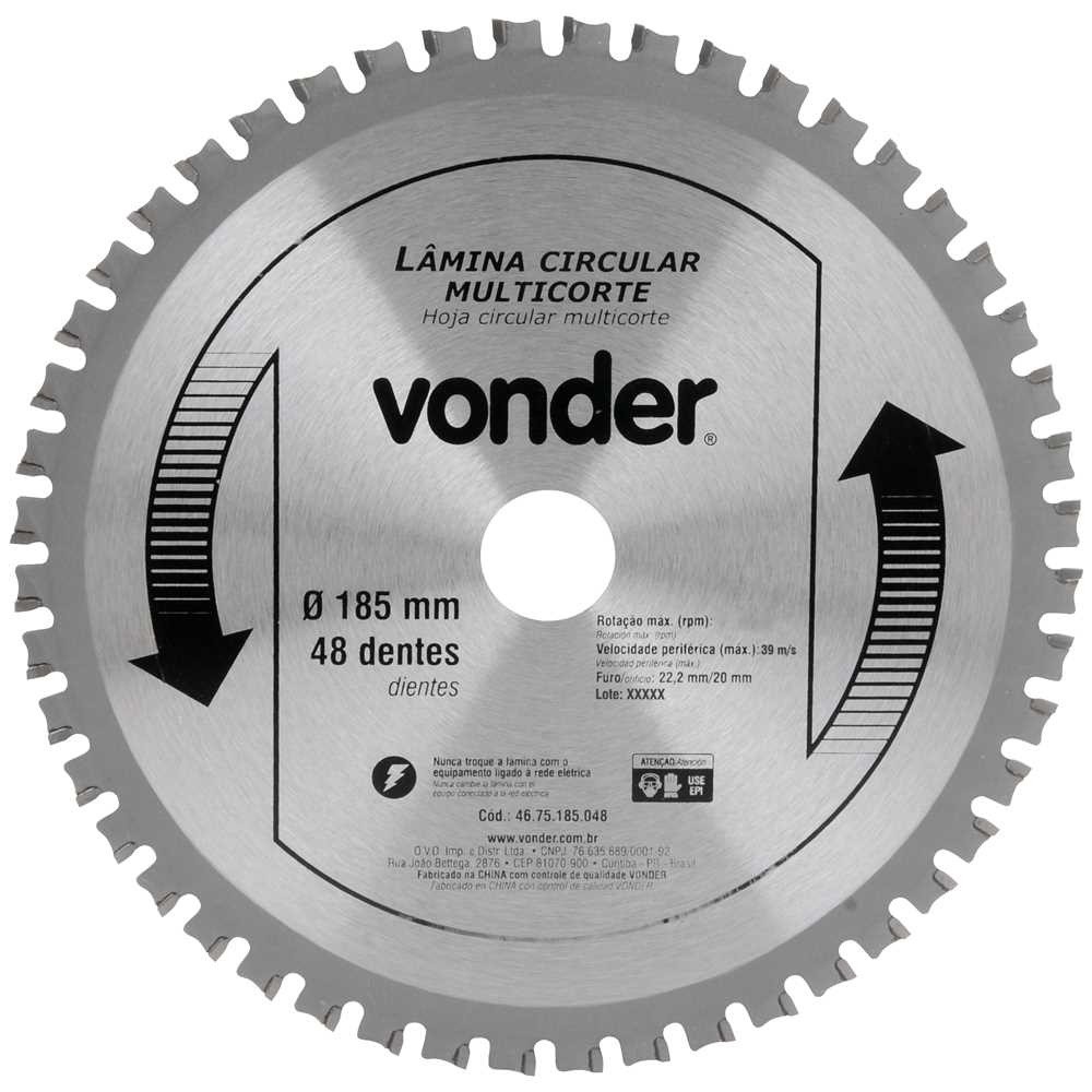 Lamina Circular Multicorte 185X1.1X1.6X48D Vonder em Oferta na Shopee
