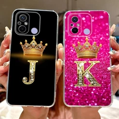 Para Xiaomi Redmi 12C Caso Nova Coroa Letras Capa 6.71'Transparente Silicone Macio Fino De Telefone Redmi12C Embalagem E