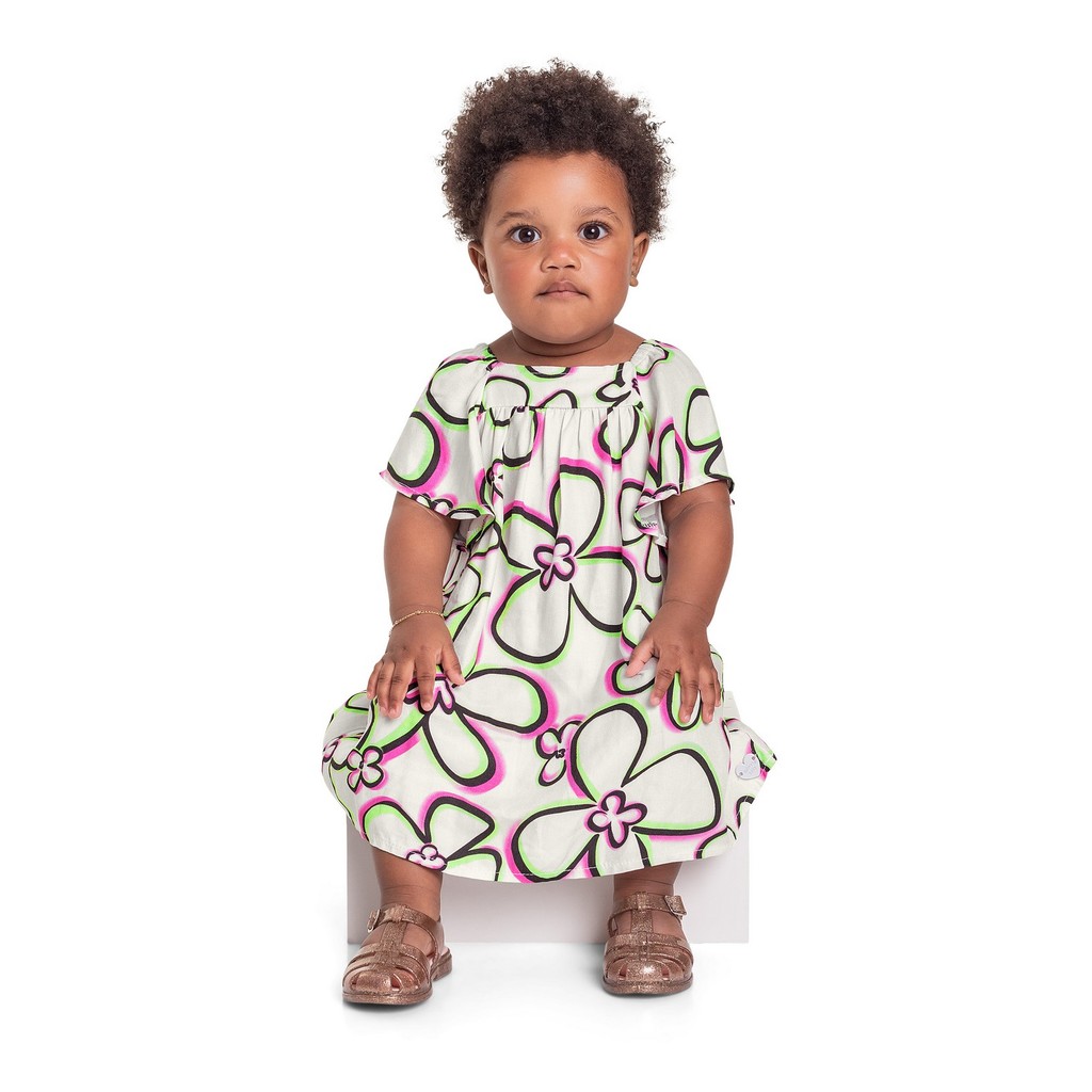 Vestido em Viscose para Bebê Menina Quimby em Oferta na Shopee