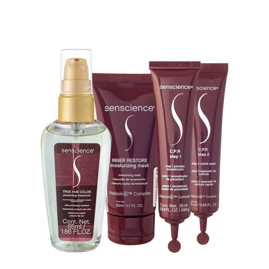 Kit Senscience Inner Restore Máscara True Hue Óleo e C.P.R Ampola (3 produtos) em Oferta na Shopee