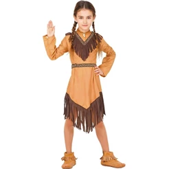 Fantasia Infantil pra Menina de Luxo Festa e Carnaval Vestido de India Americana com Franja