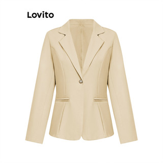 Lovito Blazer elegante com botão liso para mulheres LNL69026 em Oferta na Shopee
