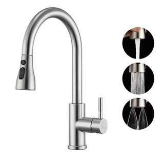 Torneira Para Cozinha Gourmet Misturador Monocomando Em Aço Inox 304 prata Escovad em Oferta na Shopee