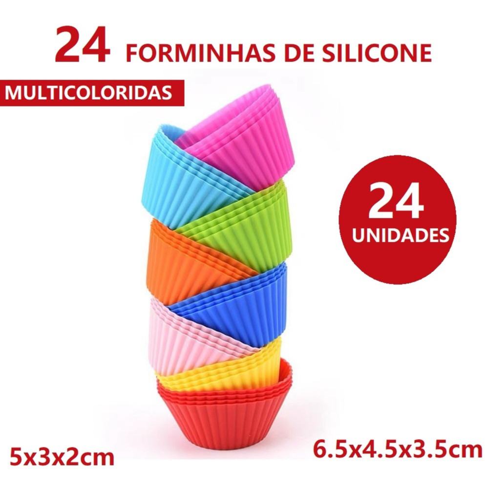 OFERTA Forminhas Multicolorida 24 ou 12Uns Forma Redonda 6.5cm Silicone Brigadeiro Tortinha Bolinhos
