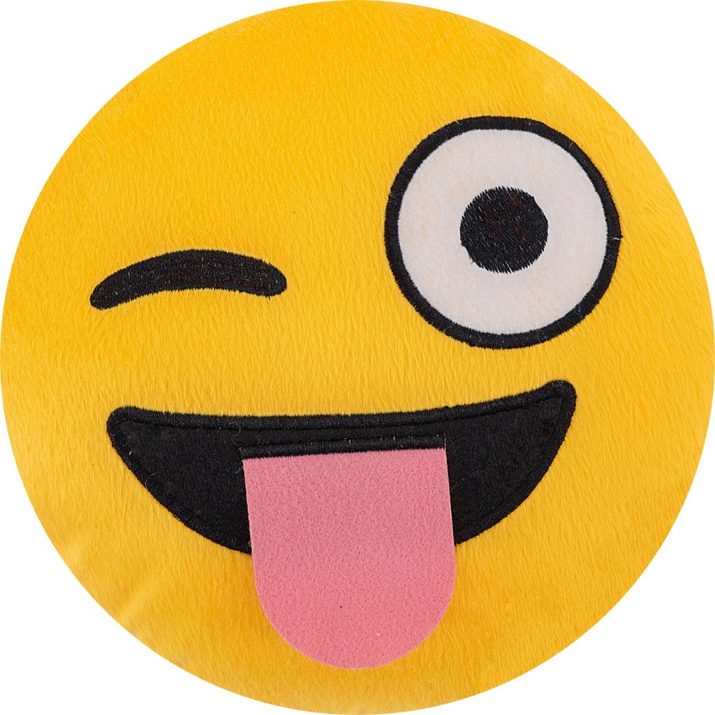 Kit 3 Almofadas Emoji de Pelúcia Bordado com Zíper 28x28cm Vários Modelos