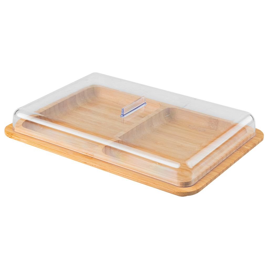 Porta Frios Duplo de Bambu com Tampa de Acrilico para Mesa Posta Sense Ou em Oferta na Shopee