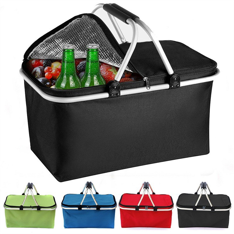 Cesta Térmica Piquenique Dobrável Com Alça Premium Bolsa Praia Camping 30L - Envio Já!
