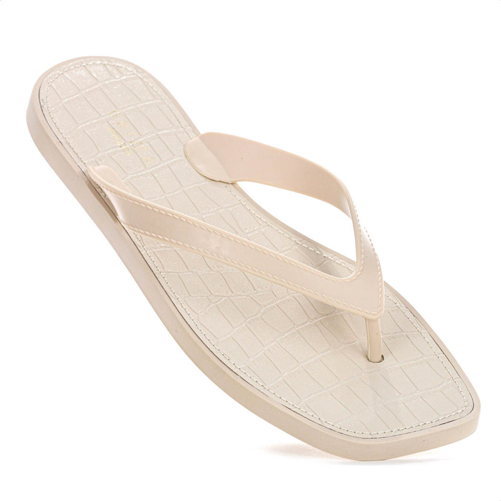 Chinelo Brizza Arezzo Croco Rivieira Square Bege - Feminino