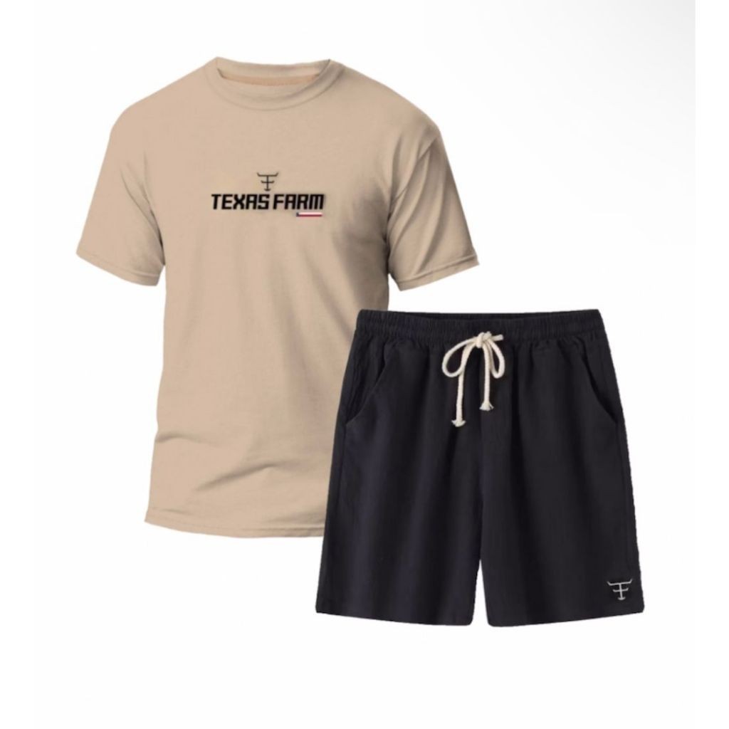 Kit Camiseta Masculina Algodão e Bermuda De Linho Várias Cores Lançamento