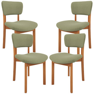 Kit 04 Cadeiras Para Sala de Jantar Cozinha Living Estofada Dara L02 Bouclê Oliva - Lyam Decor em Oferta na Shopee