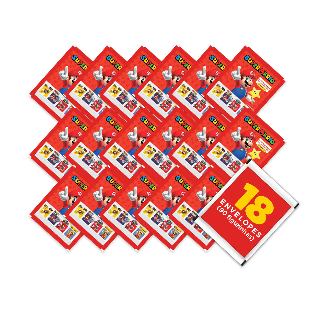 Super Mario Hora de Brincar - Contém 18 Envelopes (90 Figurinhas) - Novo em Oferta na Shopee