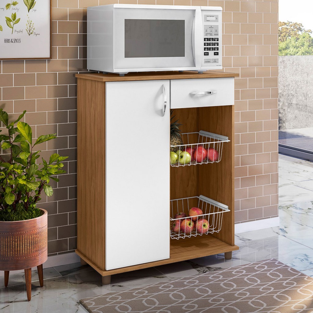 Armário de Cozinha Coral 1 Porta 1 Gaveta com Fruteira - Pnr Móveis em Oferta na Shopee