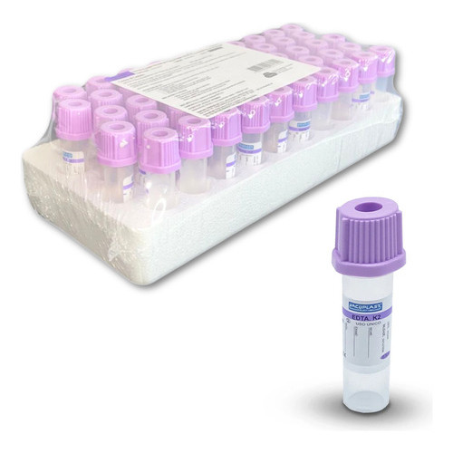 Microtubo Tampa Roxa Vacuplast Edta K2 0,5 Ml 50uni Coleta