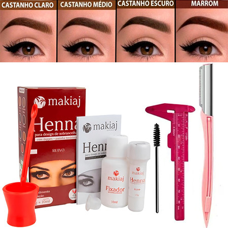 Conjunto De Henna E Kit Para Sobrancelha Com Régua Faca Design De , em Oferta na Shopee