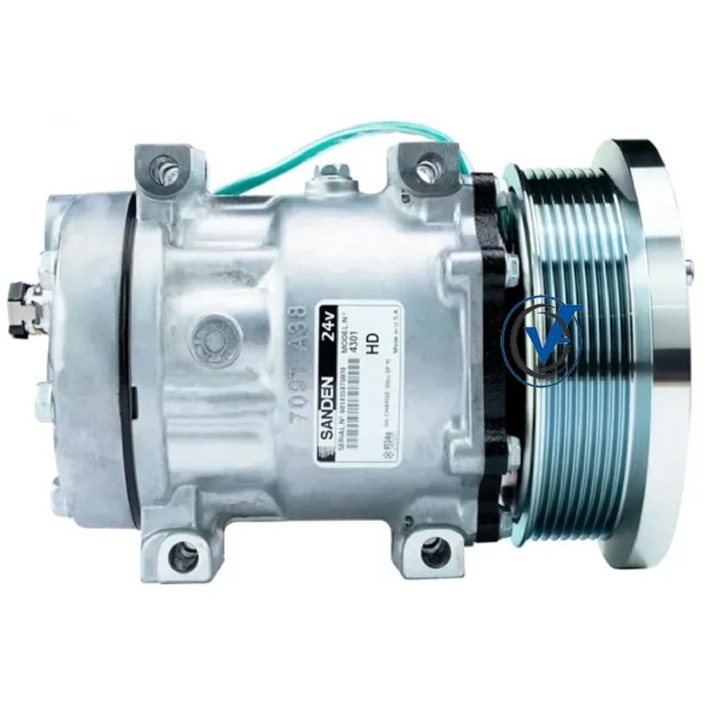 COMPRESSOR  7H15 CATERPILLAR 4301 PASSANTE TRASEIRA HORIZONTAL 24V  SANDEN AMERICANO
