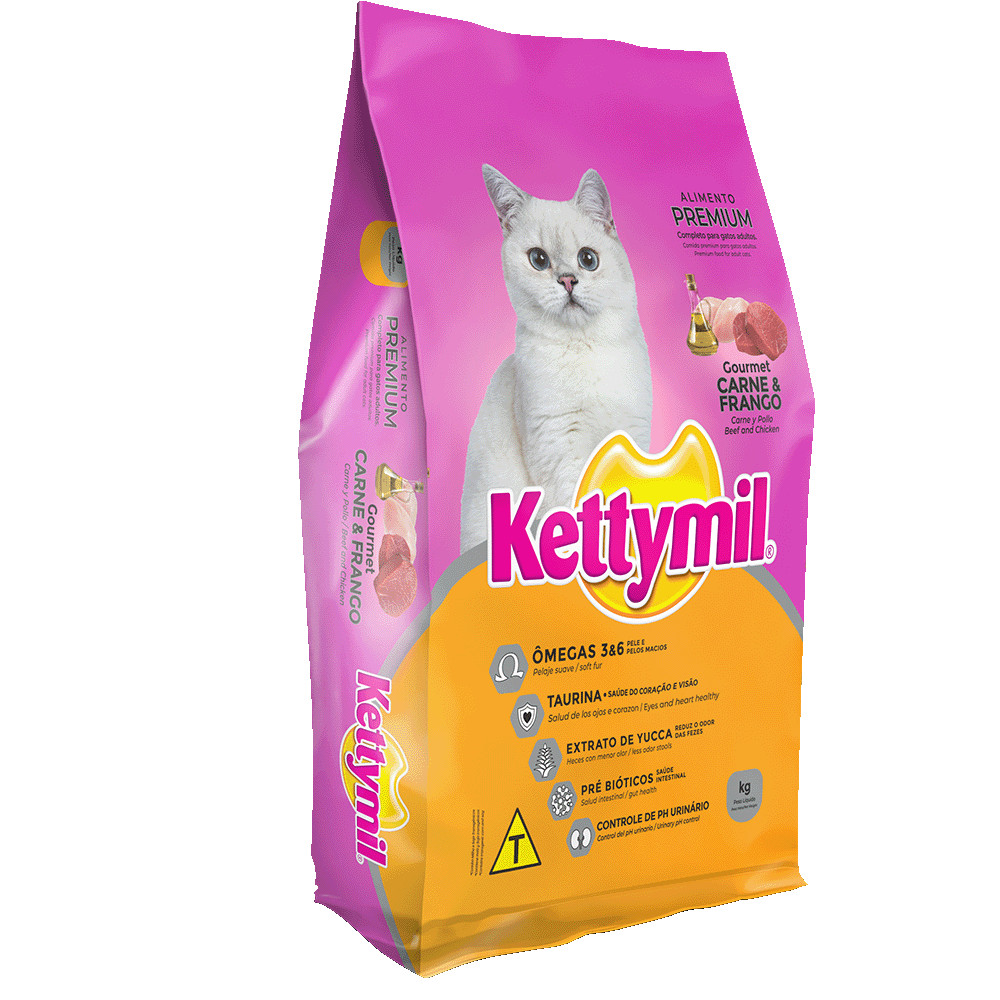 Ração KettyMil Gourmet para Gatos Adultos Sabor Carne e Frango 30% Proteínas 10.1kg