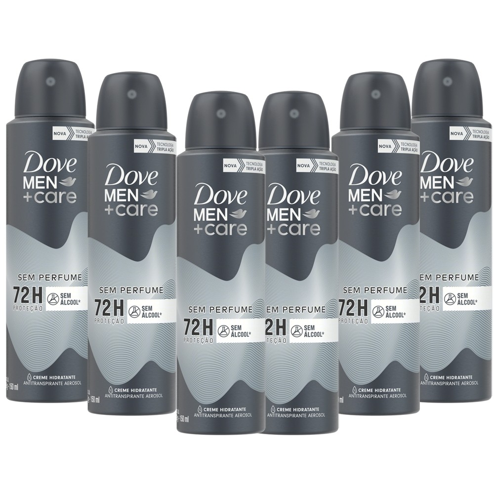 Kit 6 und Desod Aero Dove Masculino Sem Perfume 150ml em Oferta na Shopee