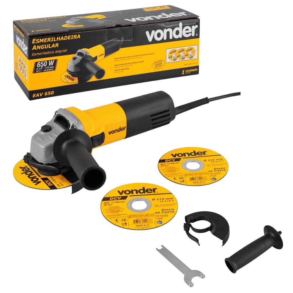 Esmerilhadeira Angular 4.1/2 POL 650W EAV 650 Com Disco 110V VONDER em Oferta na Shopee