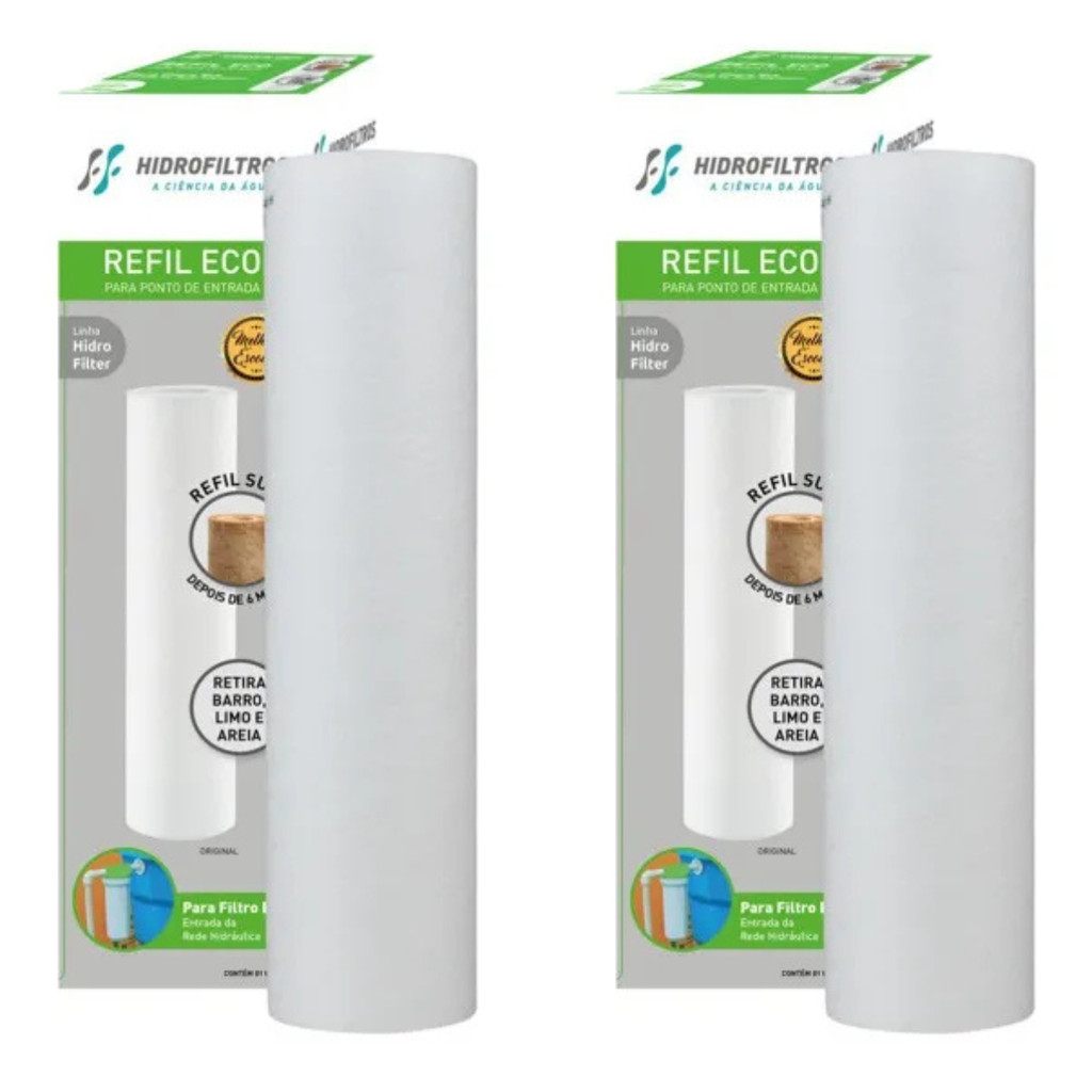 Kit 02 Un Refil Original Hidrofiltros P/ Filtro Eco 9.3/4 Compativel BBI Pentair Pentek Lorenzetti
