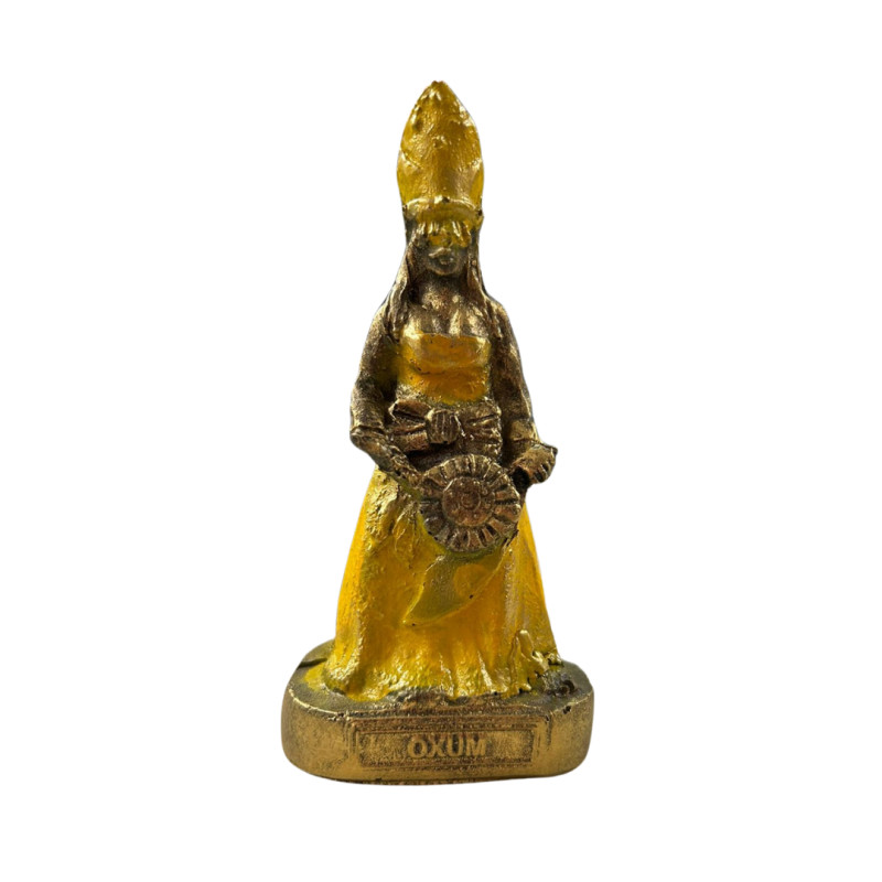 Escultura Oxum Dourada Envelhecida Resina 10 cm