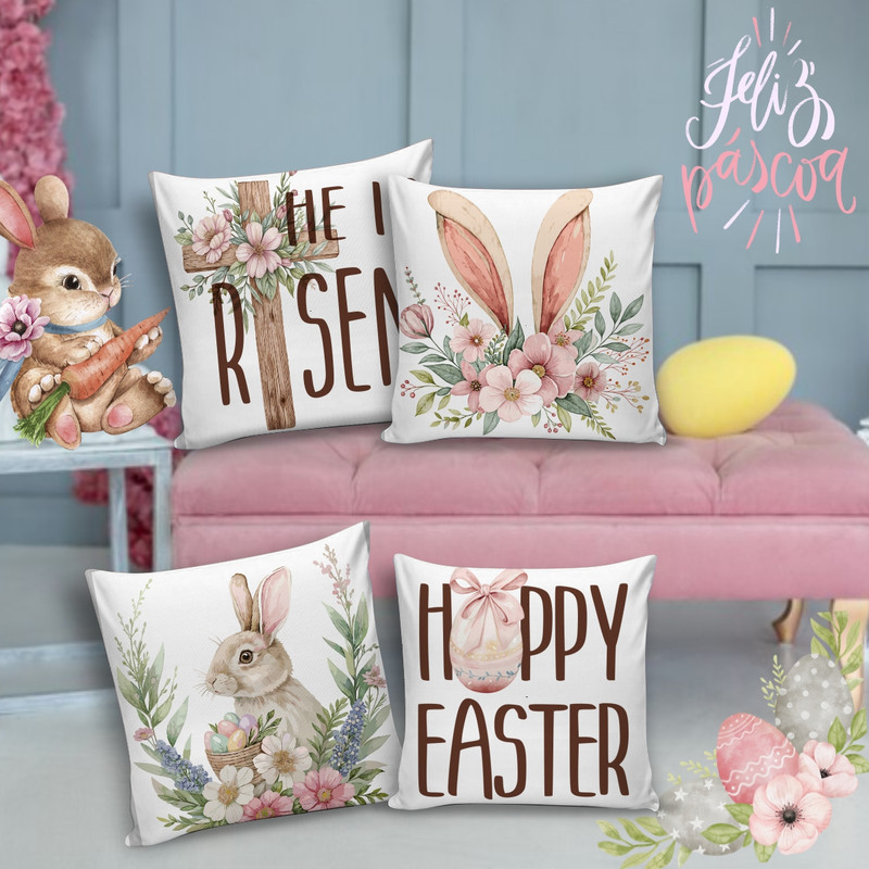 Kit 04 Almofadas Decorativas para Páscoa 45x45cm Almofada de Nó Enchimento Silicone em Oferta na Shopee