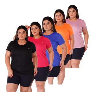 Kit 5 Camisetas Dry Fit Plus Size Fitness Feminina em Oferta na Shopee