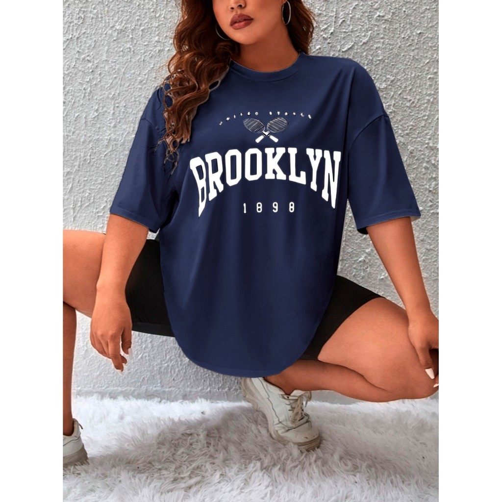 Camiseta Estilosa Estampada 1898 Brooklyn Oversized Estilosa Moderna Blusa Casual Confortável Casual