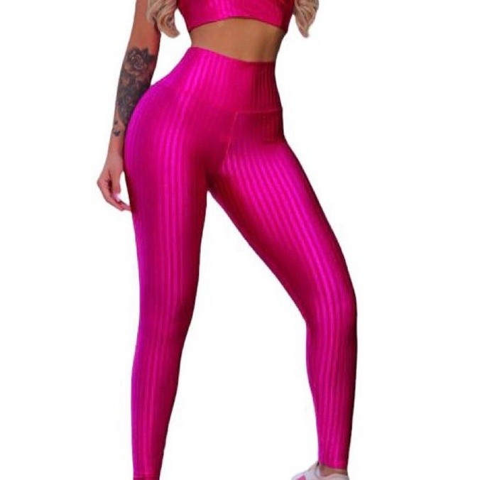 calça leg cirre ikat cos reto alto em Oferta na Shopee