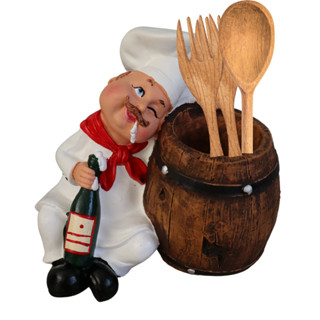 Cozinheiro Barril Porta Talher Enfeite Cozinha Decoração em Oferta na Shopee