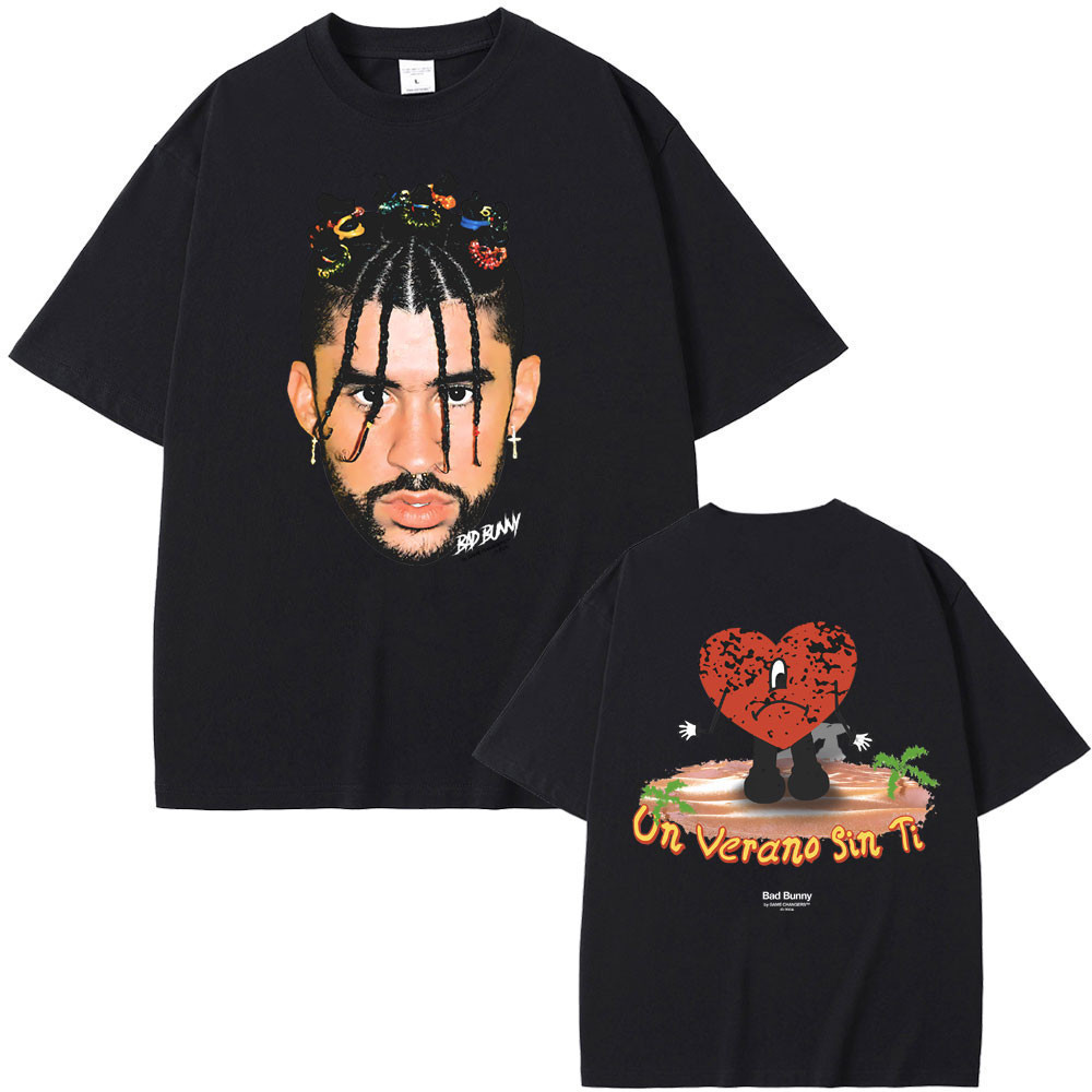 Rapper Bad Bunny Un Verano Sin Ti Álbum Impressão Gráfica Camiseta Masculina Hip Hop  Vintage envio imediato