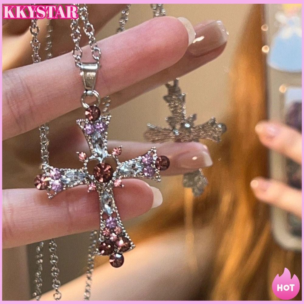 KKXYSTAR Colar Requintado De Cruz De Coração De Diamante Rosa Com Estilo Doce E Legal , Design Posh Goth Corrente De Y2K em Oferta na Shopee