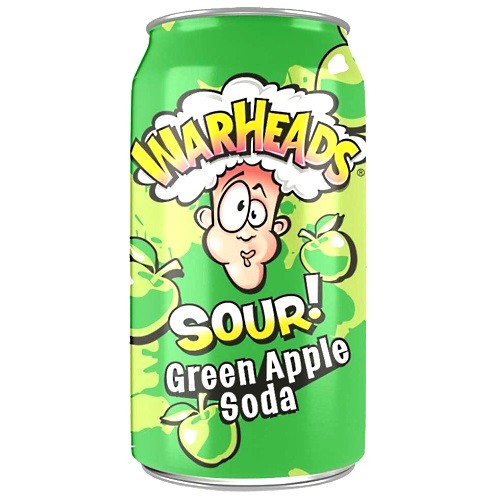 Refrigerante Warheads Sour Green Apple Soda - Importado EUA