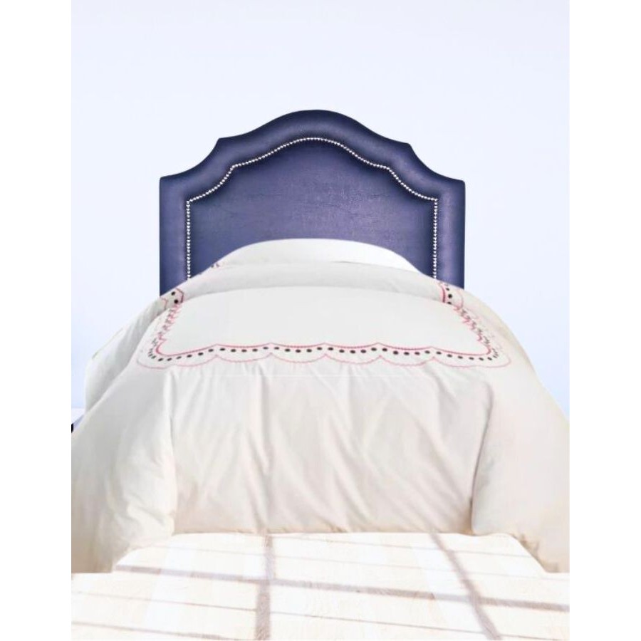 Cabeceira Provençal Corino Azul Marinho com Tachas Prata