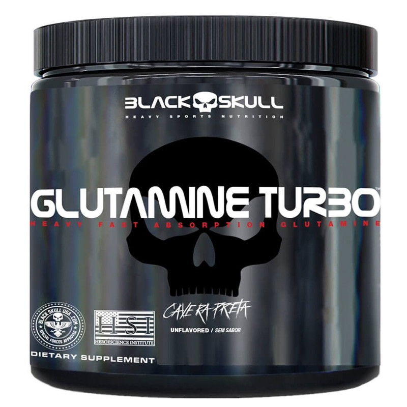 Glutamina Pura Turbo em Pó 300g Black Skull