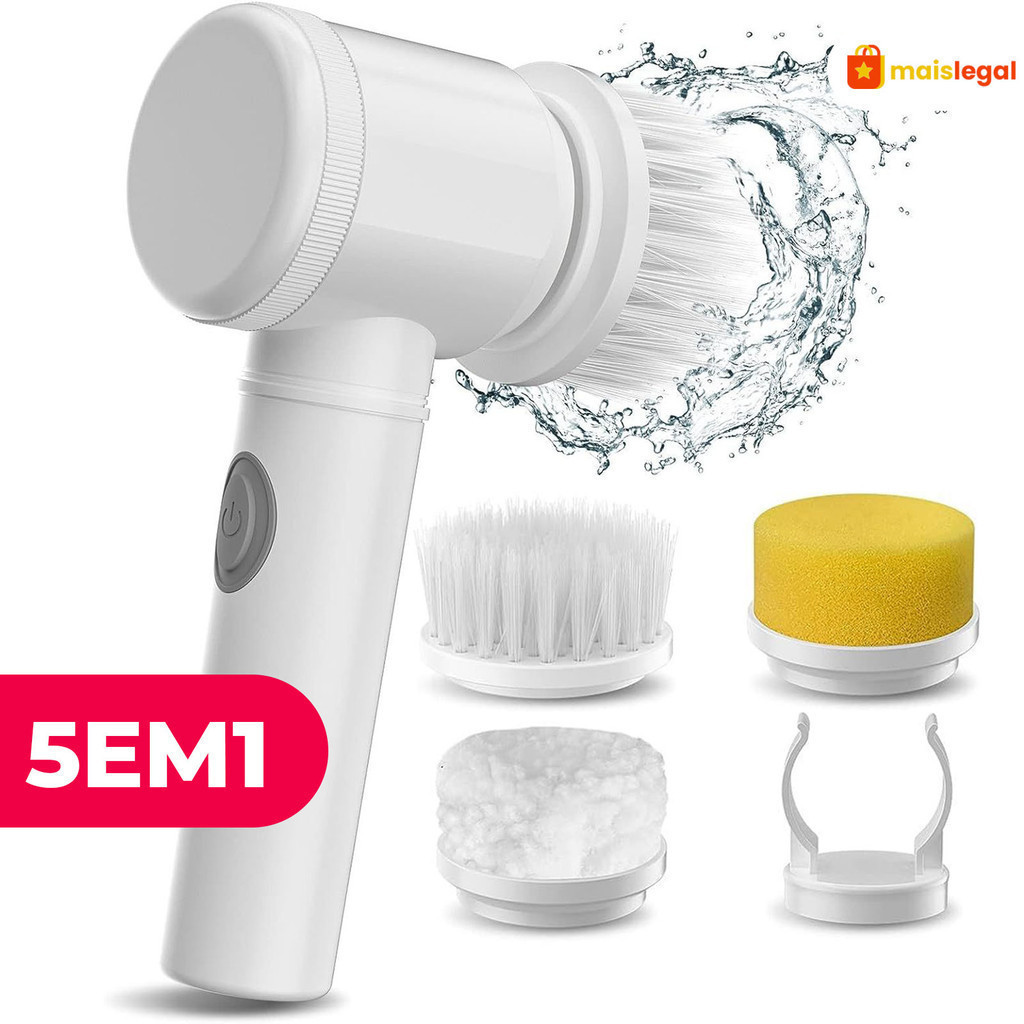 Escova Elétrica Limpador Multiuso 5 em 1 Portátil e Prático para Limpeza Profunda