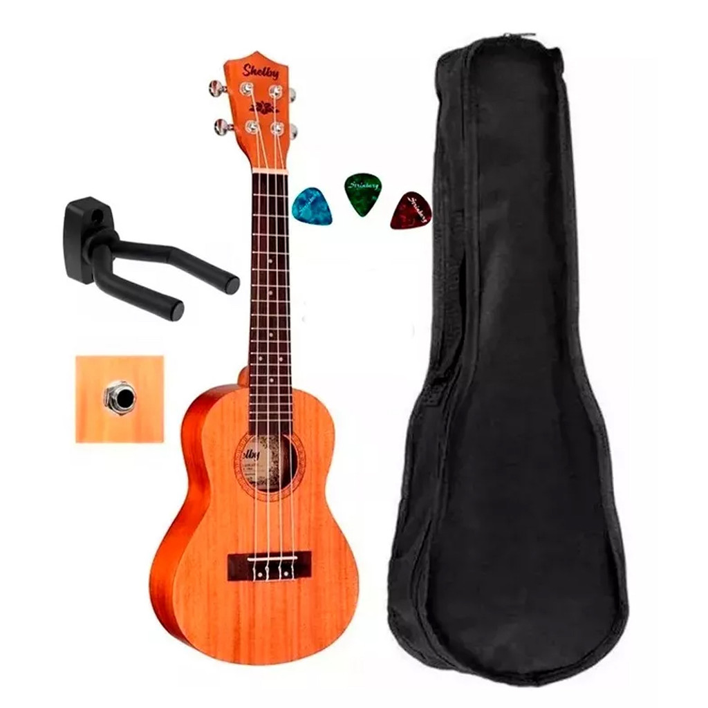 Kit Ukulele Shelby Elétrico Su23m + Capa+suporte