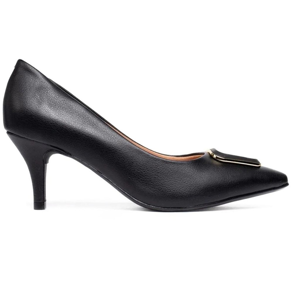 Scarpin Vizzano Detalhe Salto Médio Feminino - Preto em Oferta na Shopee