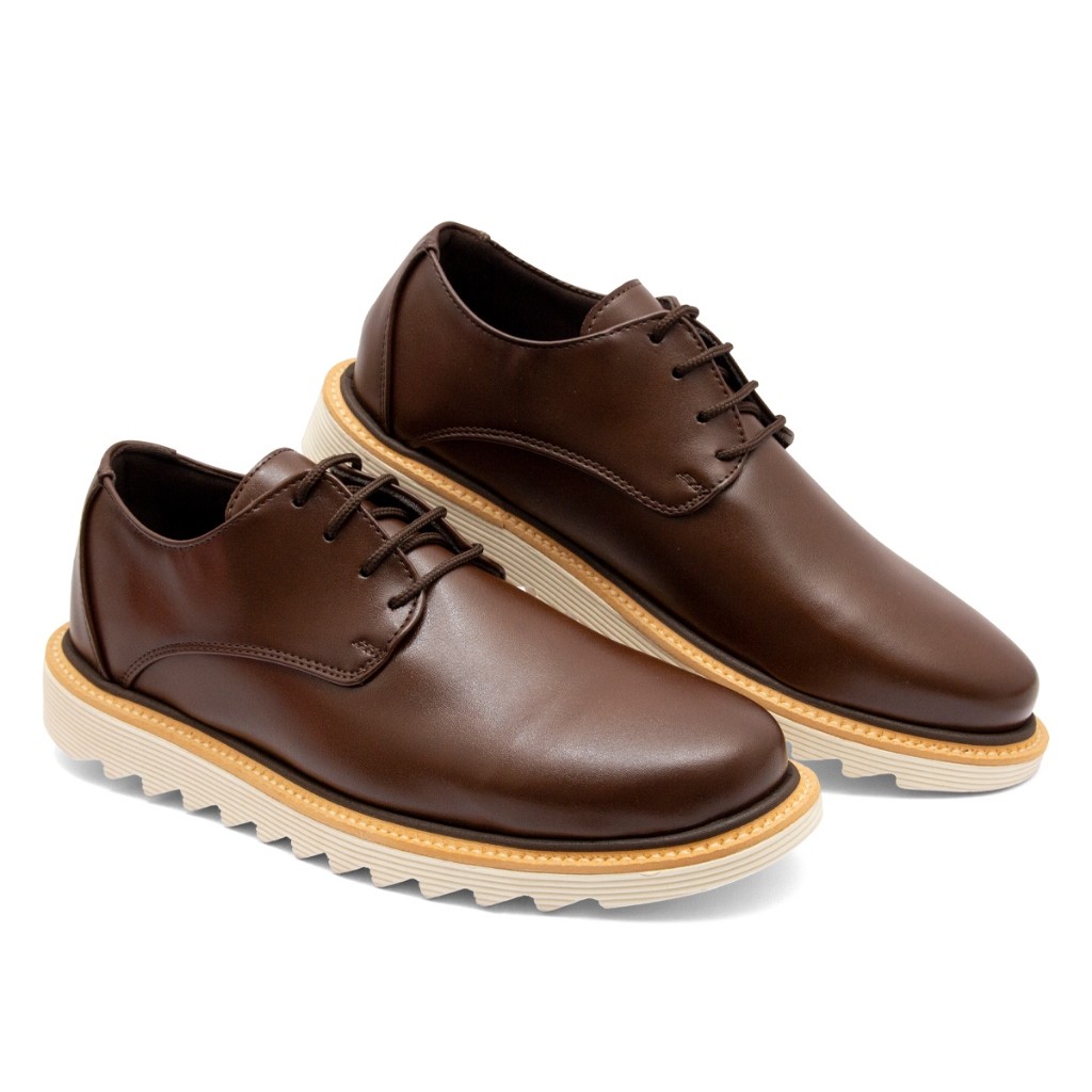 Sapato Social Derby Oxford Elegante Confortável Masculino Off Tratorado Casual Costurado Clássico Alfaiataria