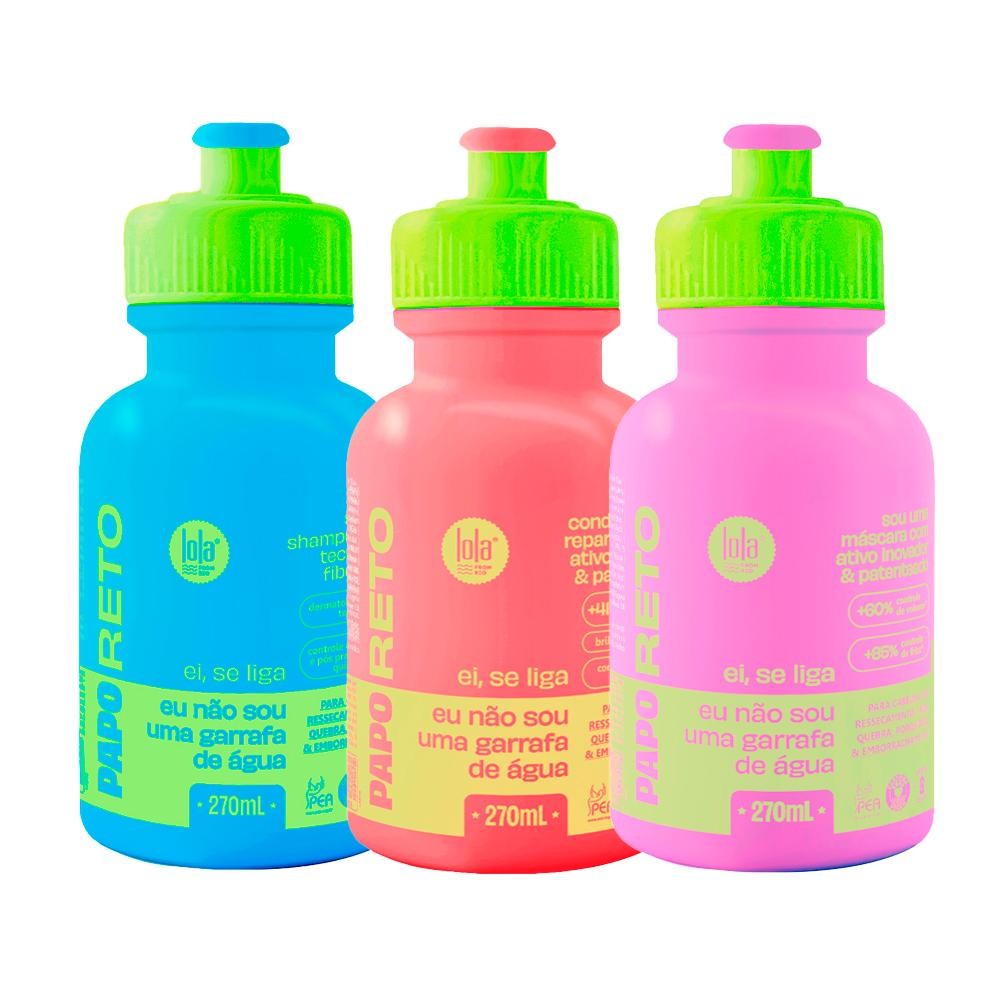 Kit Lola From Rio Papo Reto - Shampoo 270ml + Condicionador 270ml + Máscara Fluída 270ml - Beauty