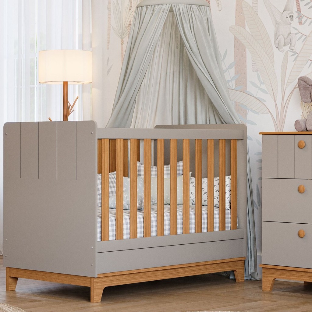 Berço Mini Cama Chantilly Expresso Móveis Fendi/Nature em Oferta na Shopee