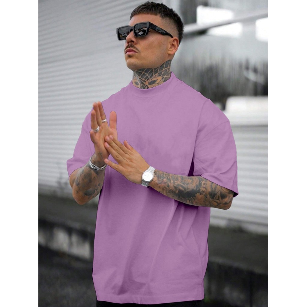 Camiseta Lilás Larga Confortável Blusa Oversized Esportiva Lisa Unissex T Shirt Camisa Casual