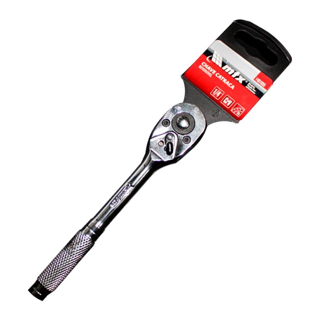 Chave Catraca Reversível 1/4Pol. Polida Aço Cr-V Cromo Vanádio Profissional Para Soquetes em Oferta na Shopee