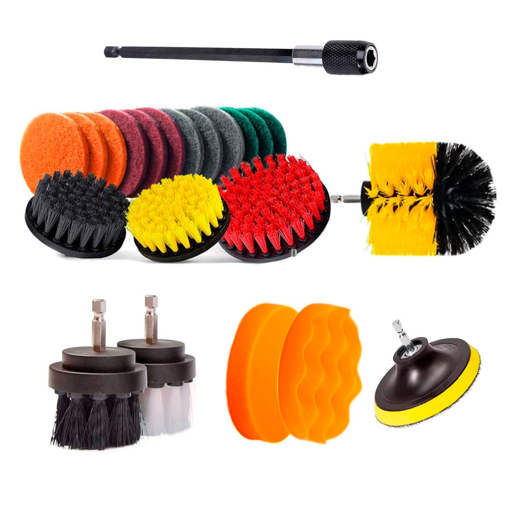 Kit Limpeza 22pçs Jex DAC-006 Multiuso para Limpeza Automotiva Geral e Detalhamento Profissional