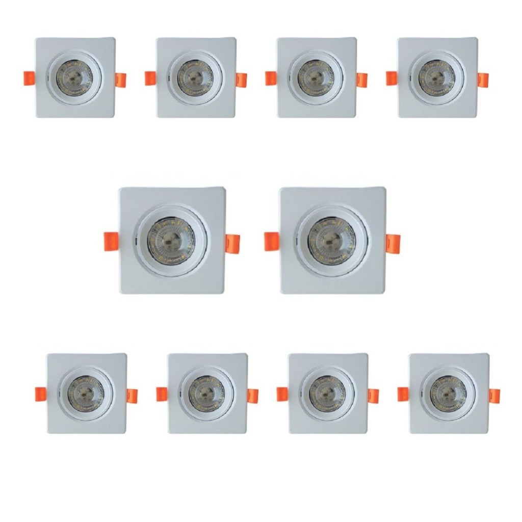 Kit 10 spots led quadrado asus 5w smd 3000k 4000k 6500k