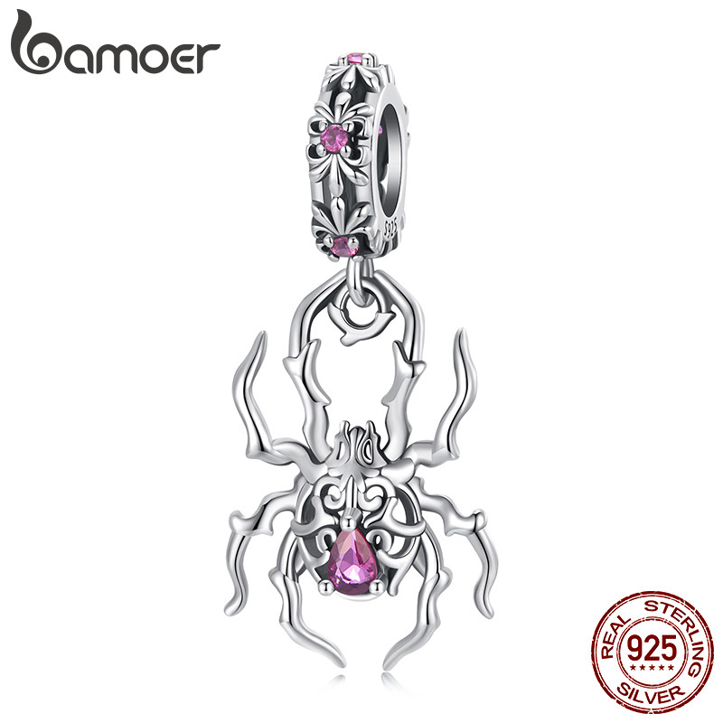 Bamoer 925 Sterling Sliver Charm Spider Design Pingente DIY Para Pulseira Presentes