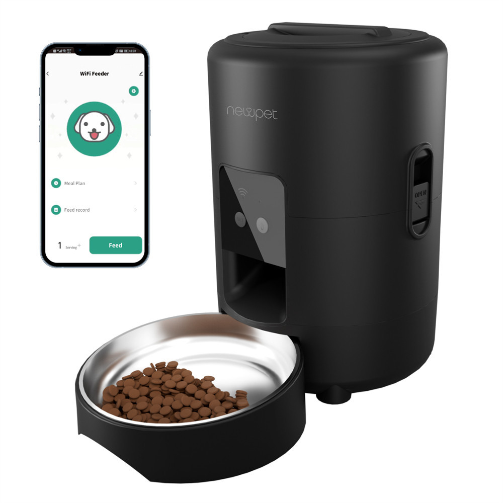 Newpet 2L APP Alimentador Automático De Alimentos Para Gatos Versão Botão Tigela Secos Cães