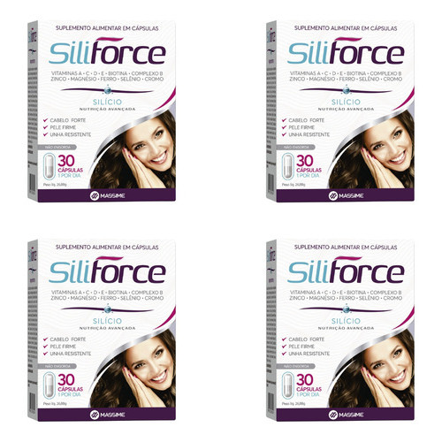 4x Siliforce 30cáps - Biotina + Vitamina B12 + A + C + D + E