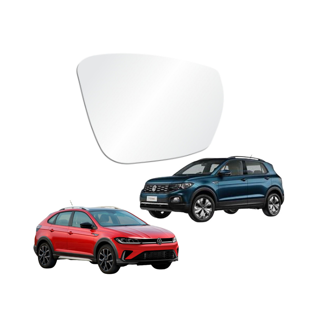 Lente Retrovisor Sem Base Superior Metalizada Lado Direito T-Cross 2019 a 2025 Polo Virtus Nivus 2022 a 2025