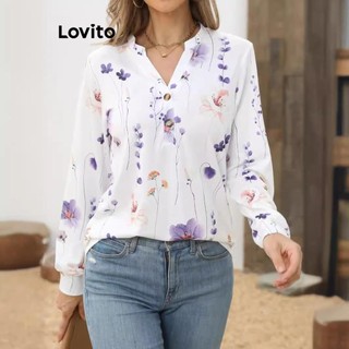 Lovito Blusa elegante com estampa floral Ditsy para mulheres LNL68166 em Oferta na Shopee